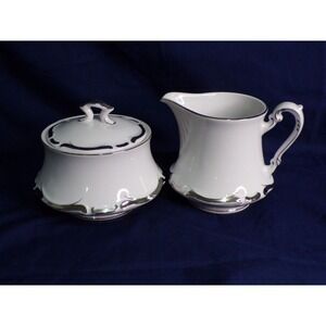 Harmony House "Starlight" #3656 Fine China Pieces Creamer & Sugar w/Lid Set